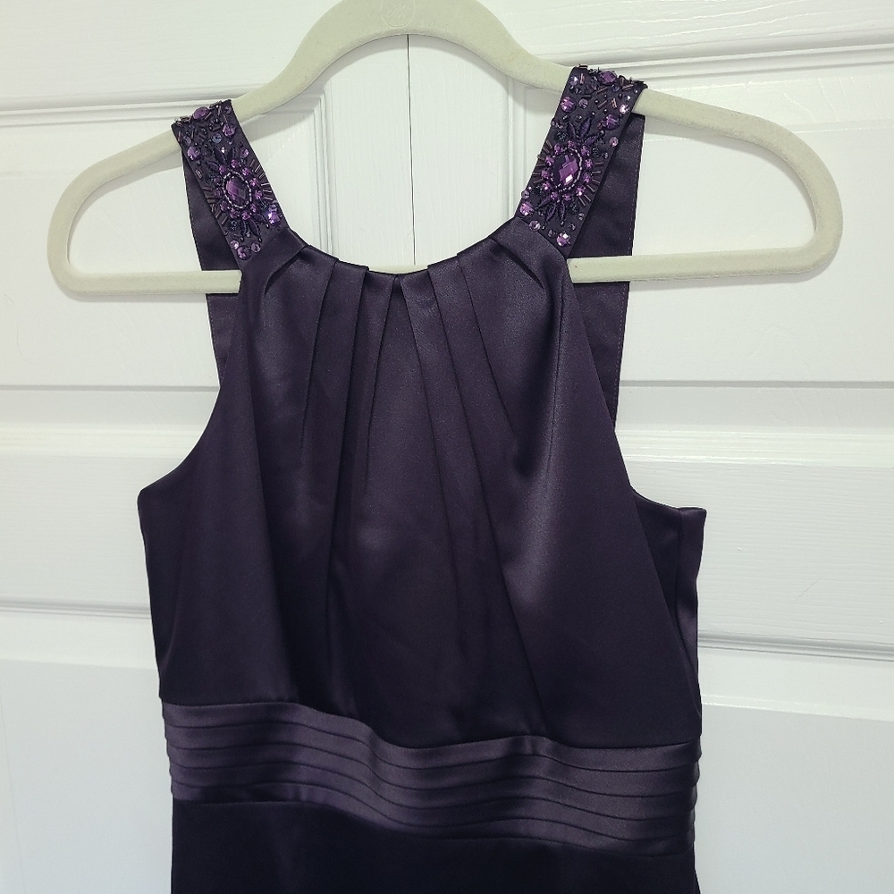 Antonio Melani Stunning Beaded Semi Formal Dress SIZE 2 deep purple TUXEDO WAIST - Picture 3 of 16
